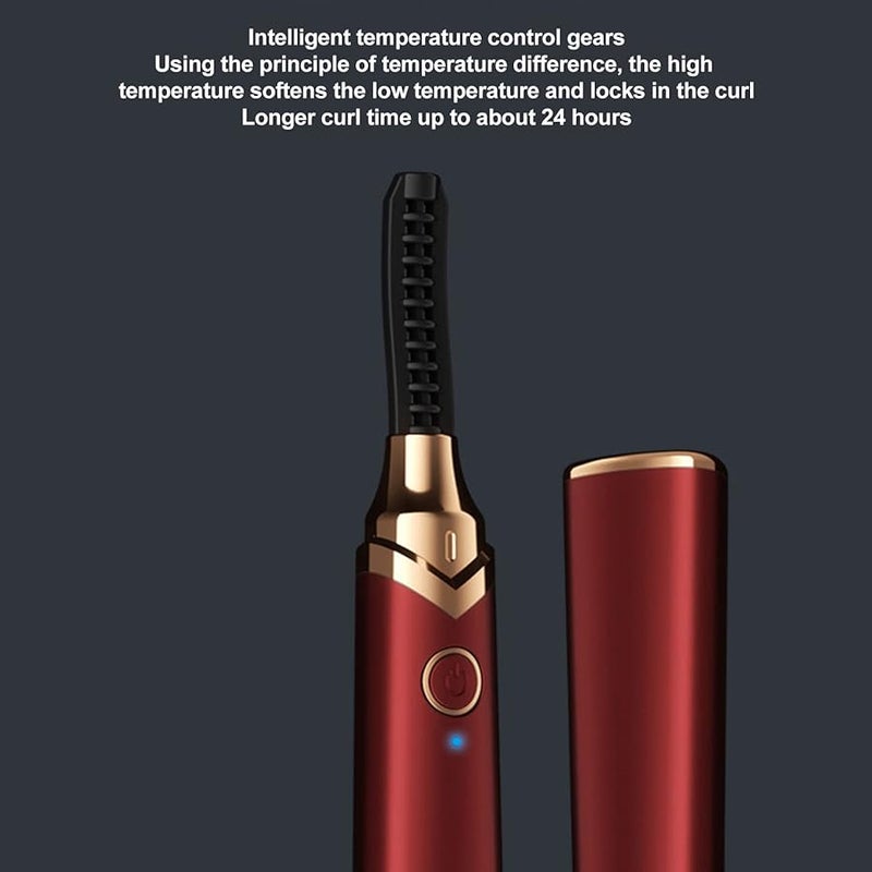 Rechargeable Heated Eyelash Curler Quick Curling Long Lasting Red ABS Built in Battery 280mah - Image 2